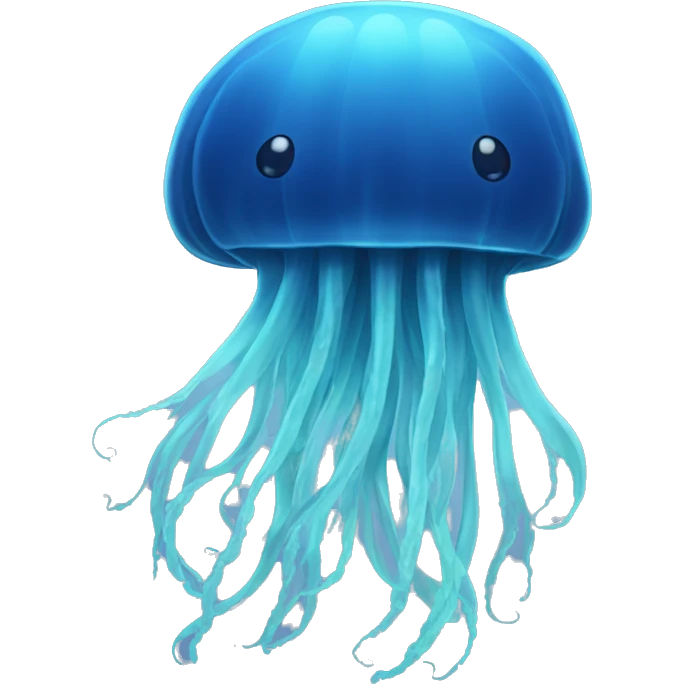Jellyfish with no face and long tentacles blue emoji