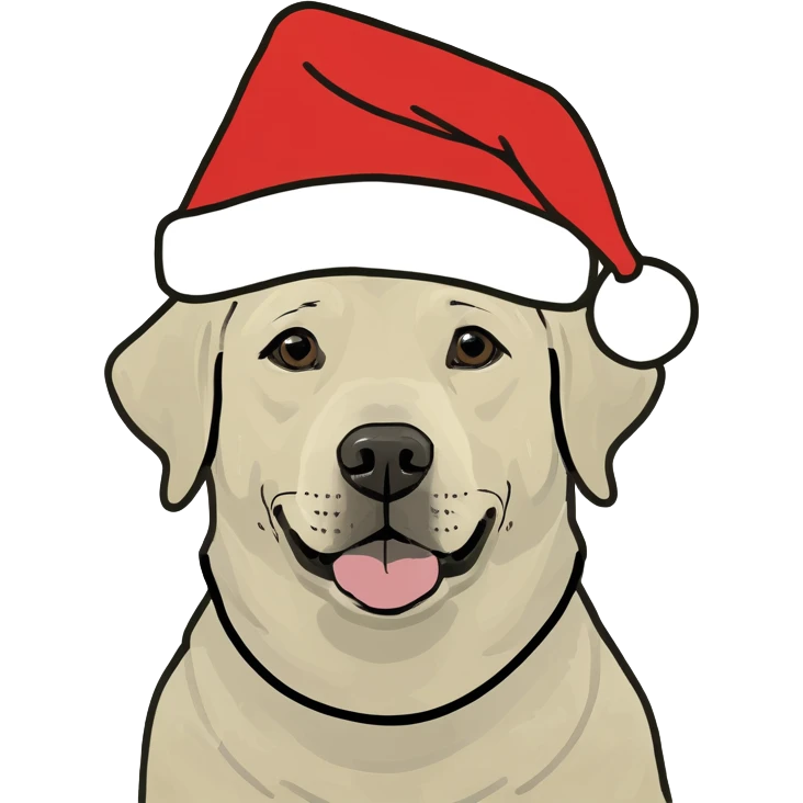 Labrador in a Santa hat emoji