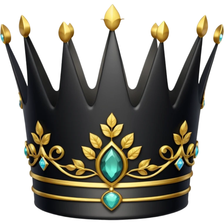eine schwarze krone mit ein wenigen verzirten goldblätter edelsteine emoji