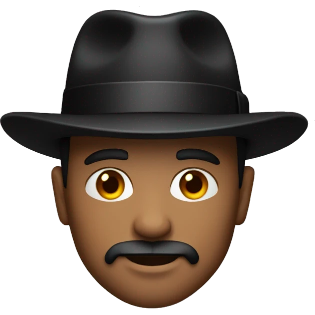 Man with bright red skin, black fedora and black goatee emoji