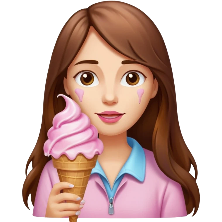 Women with a long hair and an ice cream emoji