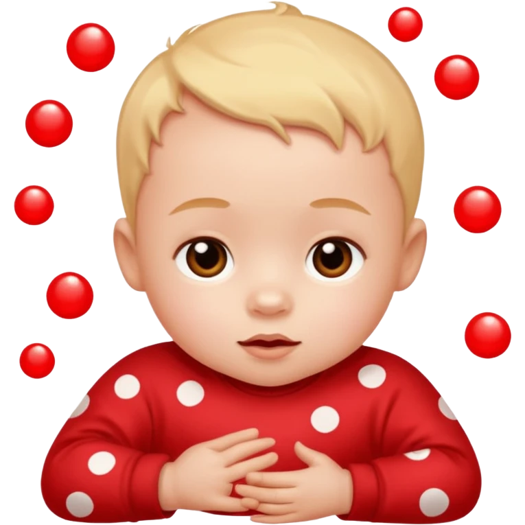 bebe com bolinhas vermelhas pequenas pelo corpo de tamanhos variados, menores e mais espalhads emoji