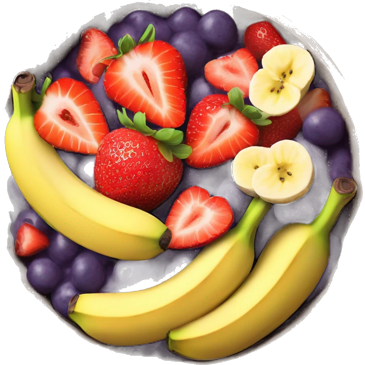 açaí bowl with bananas and strawberries emoji