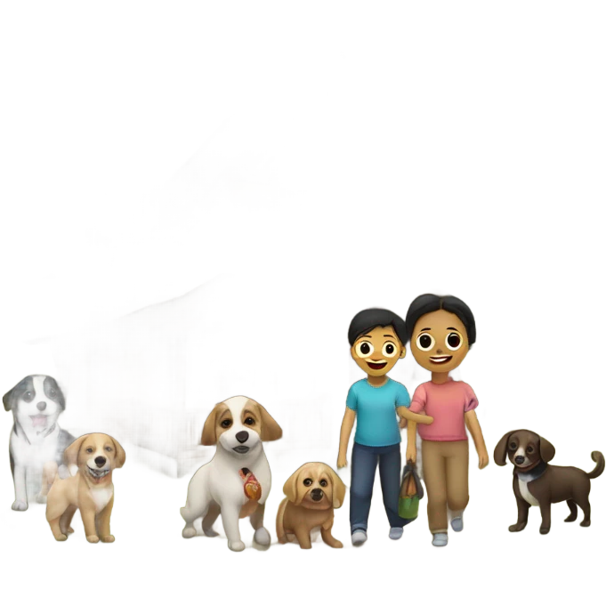 mountain house with 6 friends, 2 babies, 1 toddler and 2 dogs emoji