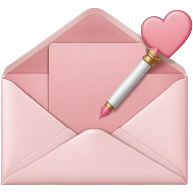 White envelope with powder pink sealing wax, cute emoji