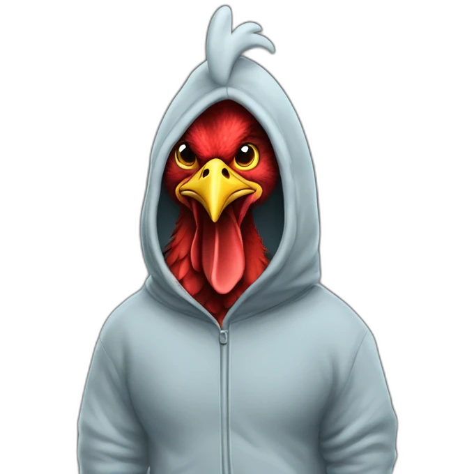 rooster in shark onesie suit emoji