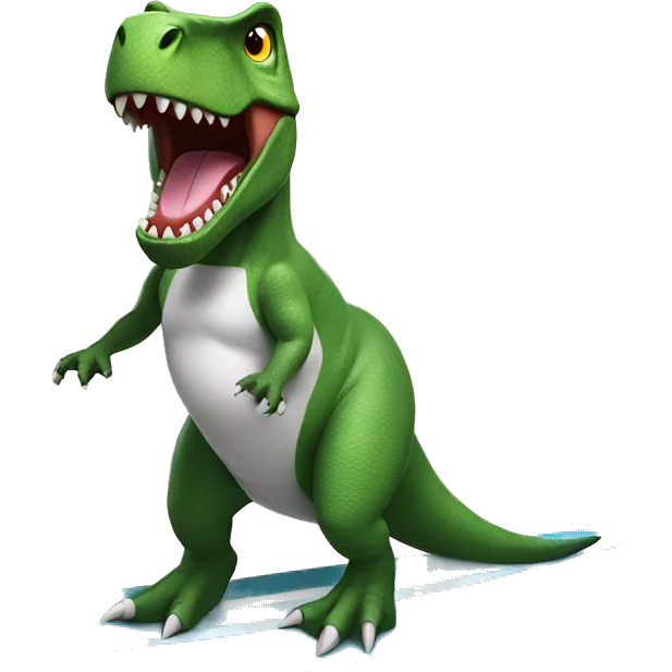Surfing T-Rex in tutu emoji