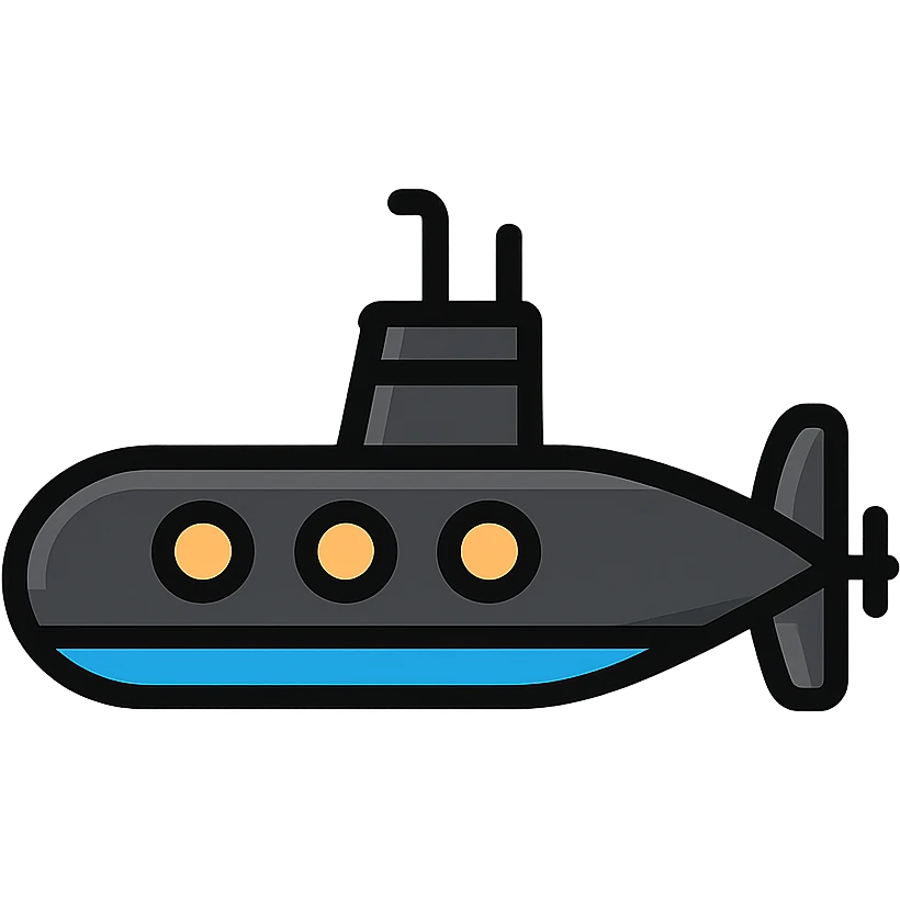 A black submarine from World War 2 emoji