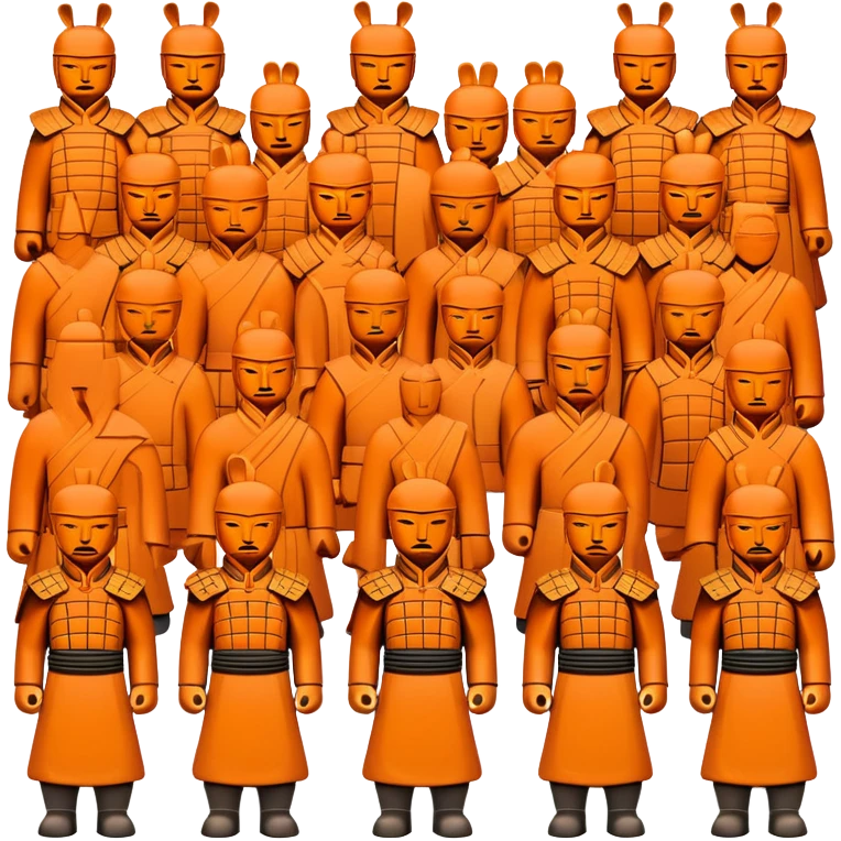 Terracotta Army Xi'an, simplified emoji style with bold outlines and bright colors, cartoon style ancient warrior statues lined up emoji