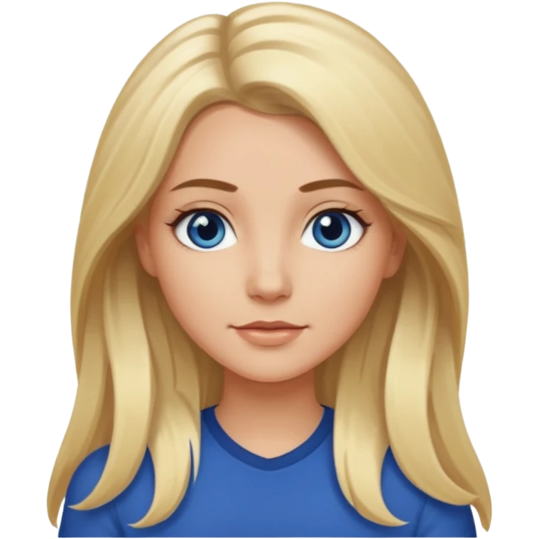 white long blonde hair girl with darker roots in her hair and dark blue eyes that's not really tan but not pale emoji