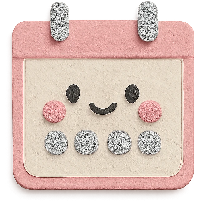 soft pastel kawaii tiny calendar icon for monthly layouts with a pink border emoji
