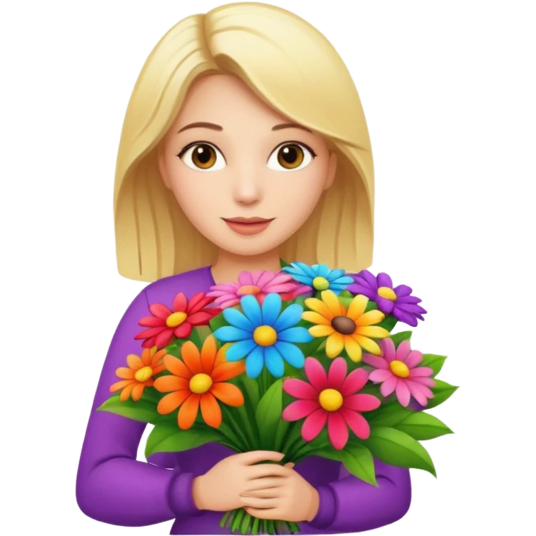 blonde woman with big bouquet of flowers emoji