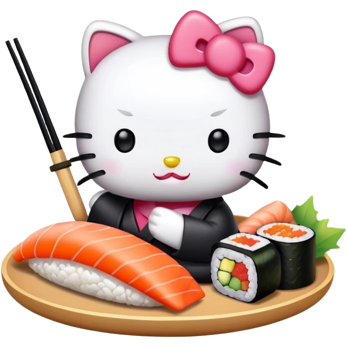 Hello kitty eating sushi emoji