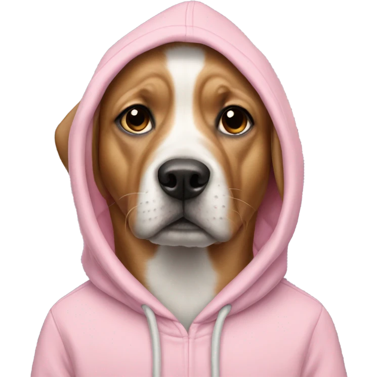 Dog wearing pastel pink hoodie emoji