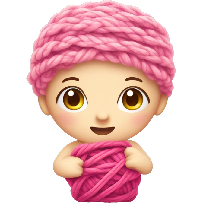 Sonny Angel with a pink yarn emoji