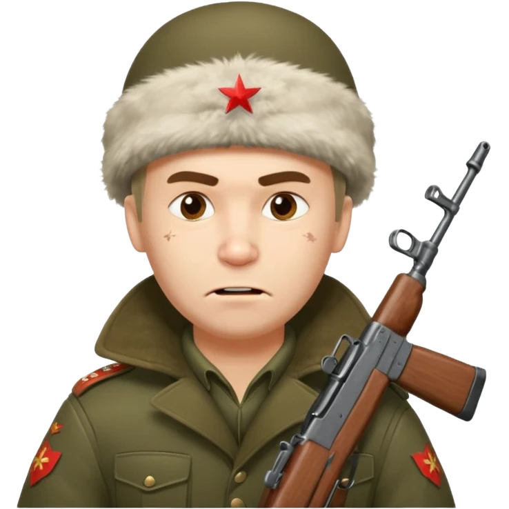 crazy russian soldier man with ushanka and ak 47 emoji