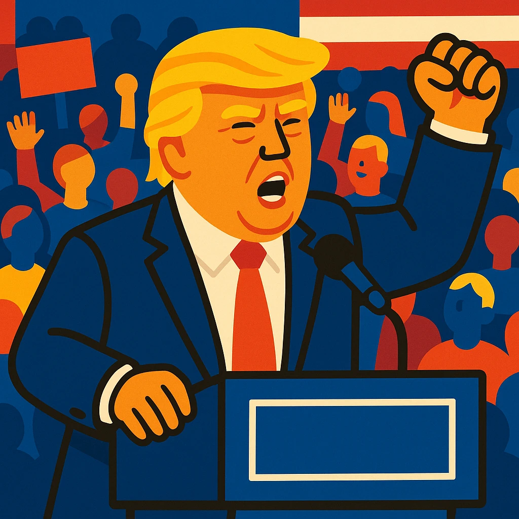 Donald Trump speaking at a rally emoji