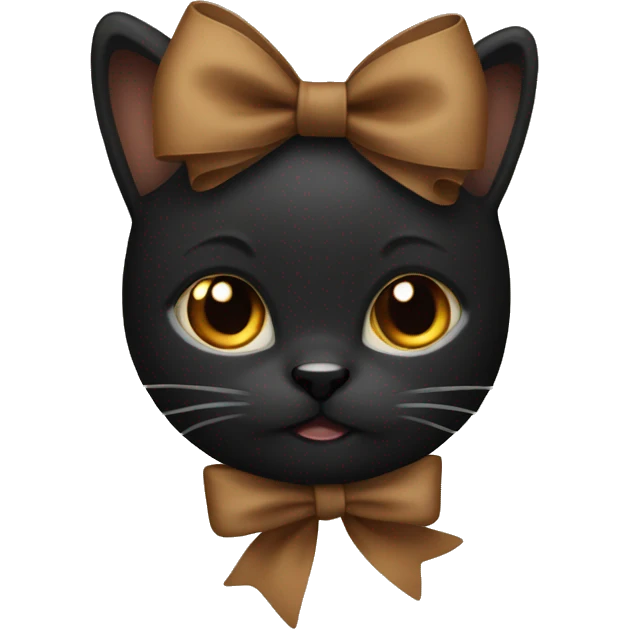 Fully black cat with brown bow emoji