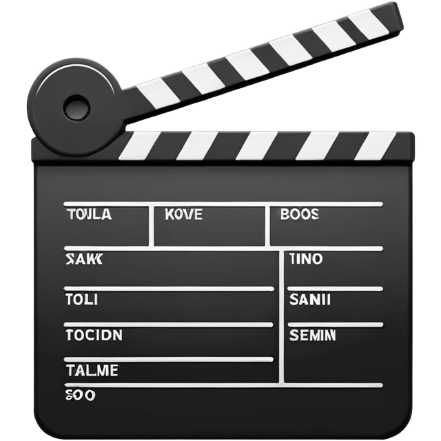 basic movie slate in black and white, clean lines and simple design emoji