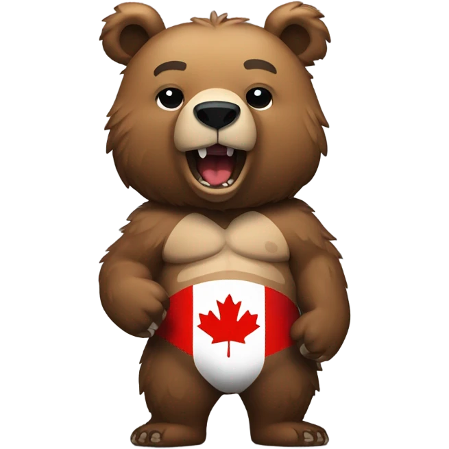 Grizzly bear with Canadian flag tatoos emoji