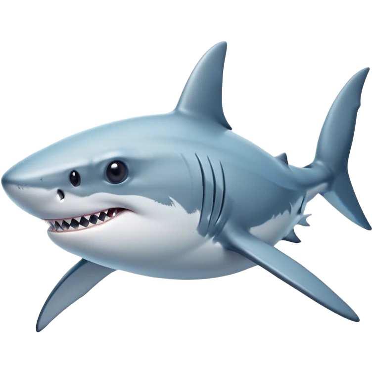 Cinematic Noble Shark Portrait Emoji, Poised and regal, with a sleek, powerful build and a smooth, streamlined body in icy gray and white tones, deep-set soulful piercing eyes, Simplified yet sharp and sophisticated features, highly detailed, glowing with a soft, dignified glow, high shine, intelligent and formidable, stylized with an air of oceanic majesty, focused and attentive, soft glowing outline, capturing the essence of a watchful and confident predator, so majestic it feels as though it could glide out of the screen with effortless authority! emoji
