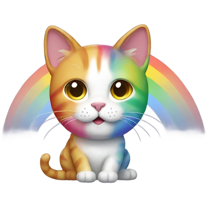 Cat with a big rainbow emoji