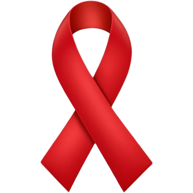 AIDS awareness red ribbon, simple, bold emoji