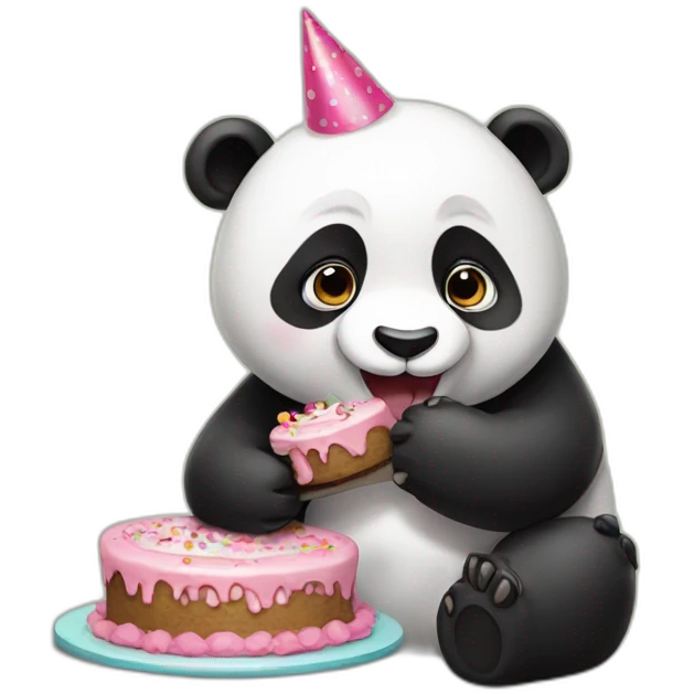 Panda eating birthday cake  emoji