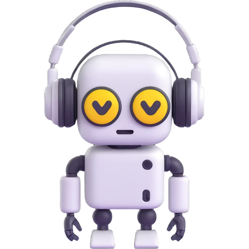 robot with headphones, 3D emoji style emoji