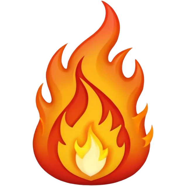 fire emoji in iPhone style, with a smaller, more contained flame emoji