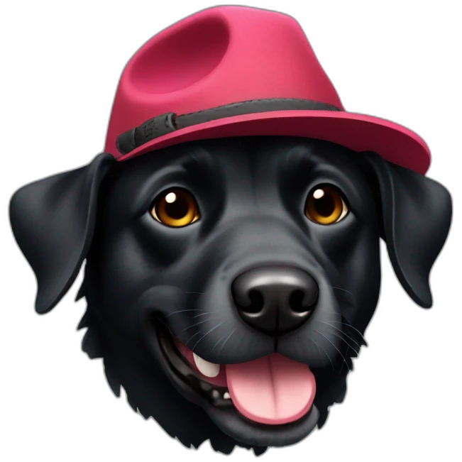 black dog with rad hat emoji
