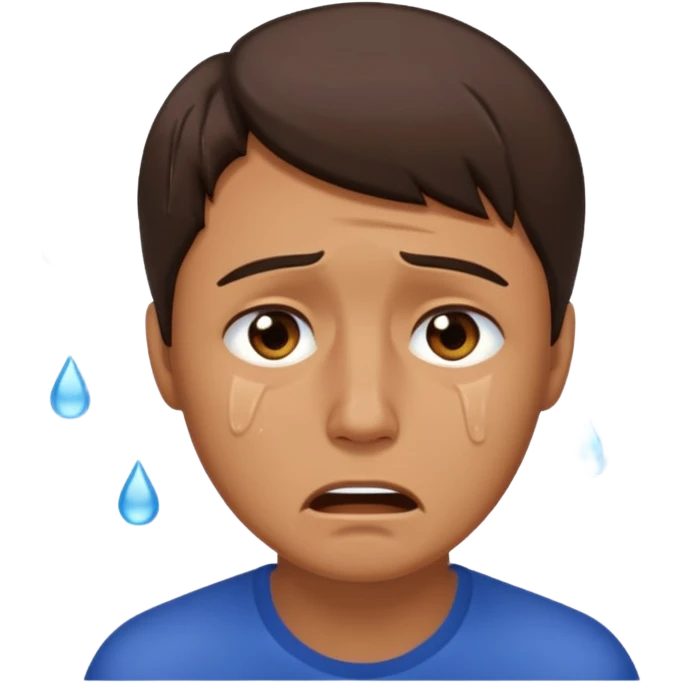 White tan, brunette,man crying profusely emoji