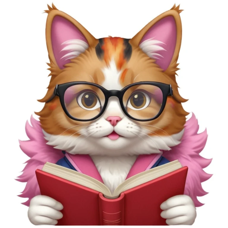 Girly cat reading a book with red alert sirens and rockets flying behind emoji