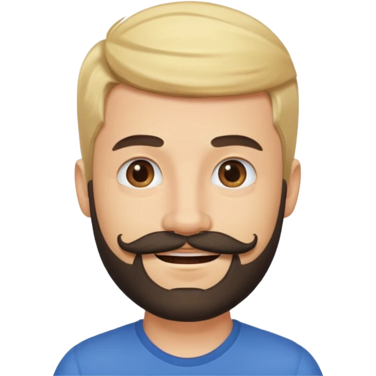 cute blonde guy with muller and a dark beard with moustache emoji