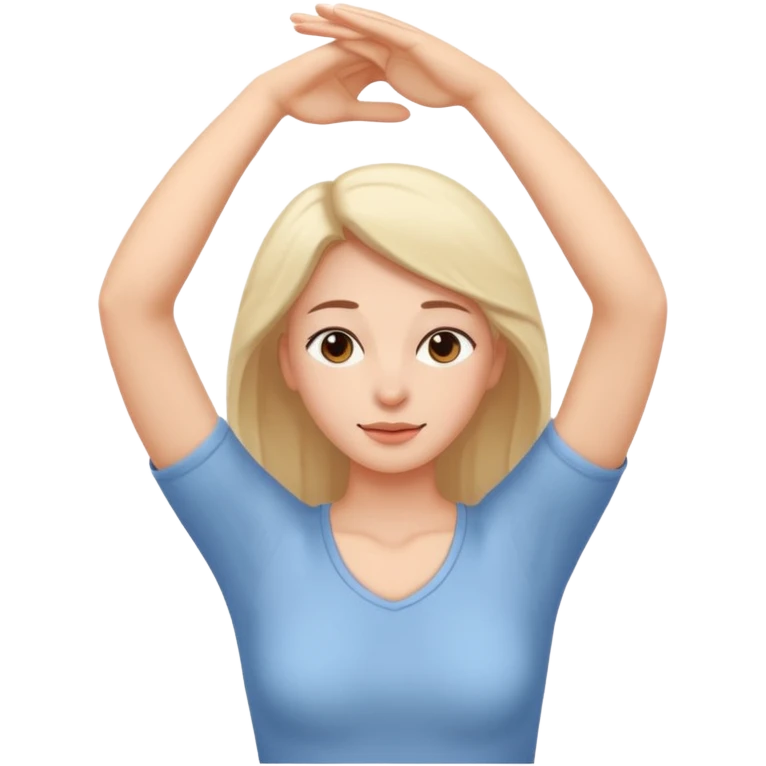 Woman stretching after waking up emoji