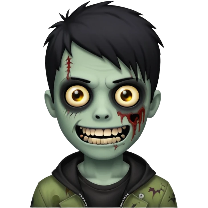 boy zombie with black hair emo Whith black grillz black teeths emoji