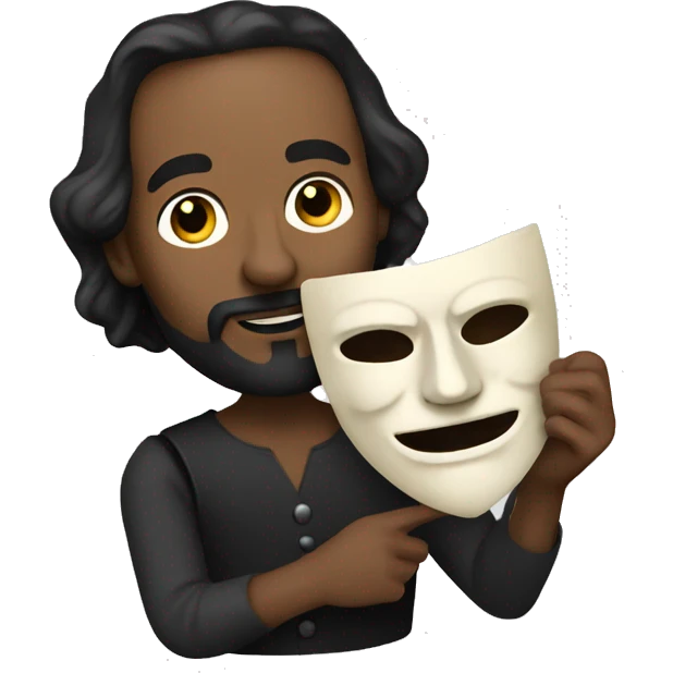 William Shakespeare holding a theater mask in his hand emoji