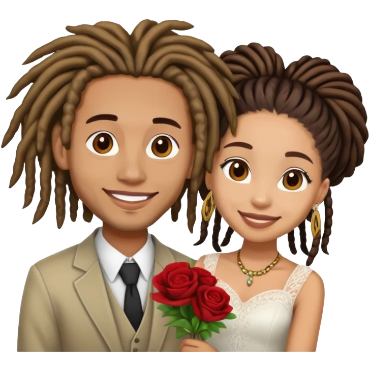 Lightskin with dreads marrying brownskin pretty girl emoji