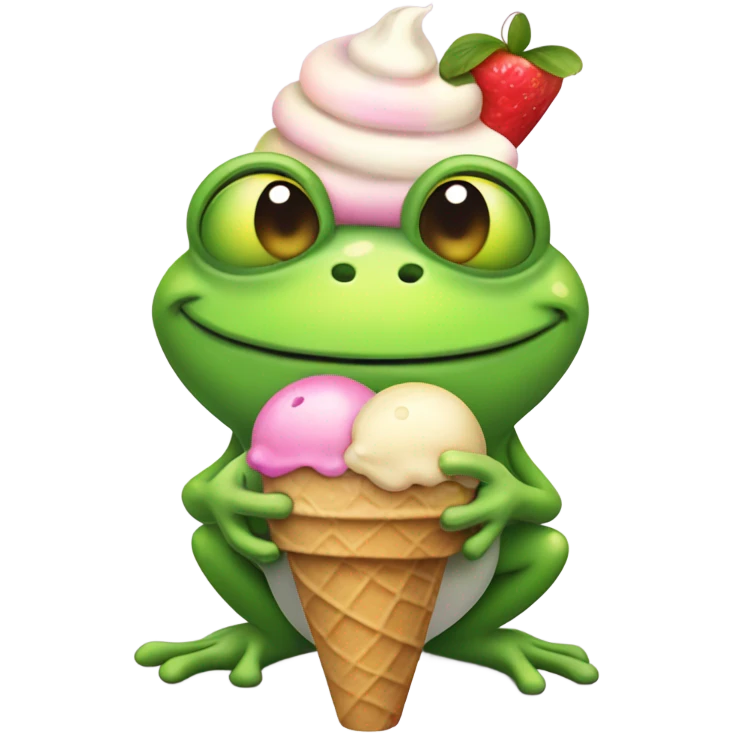 frog with ice-cream emoji