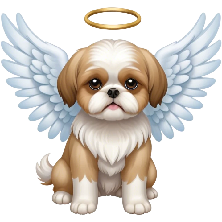 Tan Shih Tzu with angel wings emoji