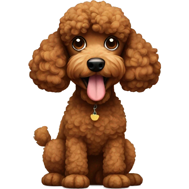 Brown Poodle eating bread  emoji