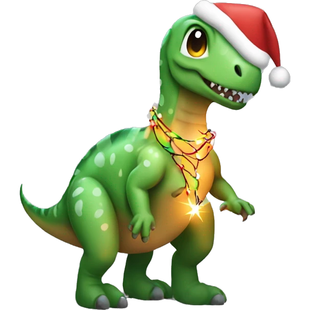 dino wrapped in christmas lights emoji