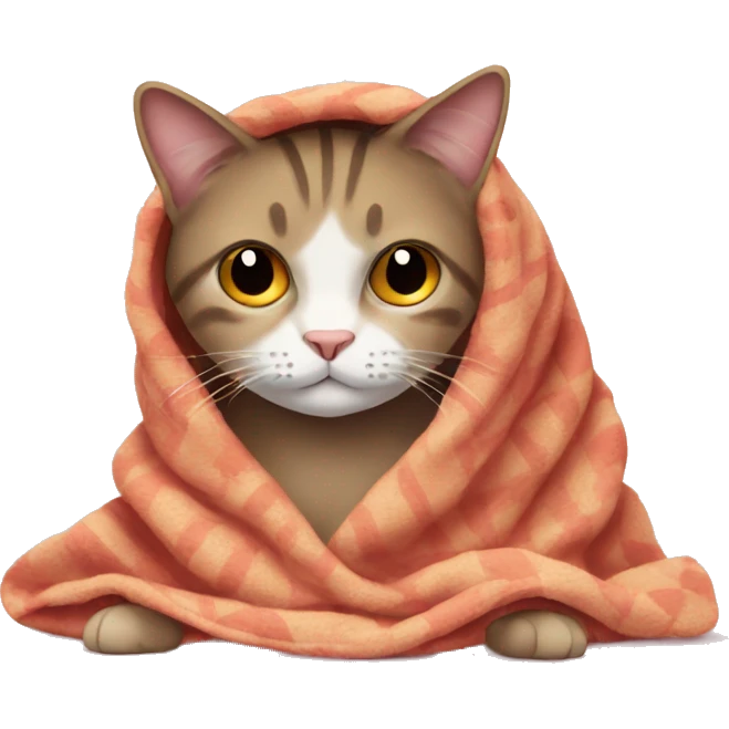 Make emoji of a cat covered by blanket emoji