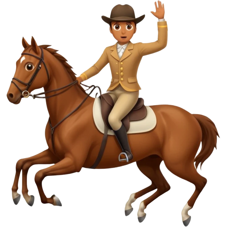 a surprised rider falling backwards off a horse emoji