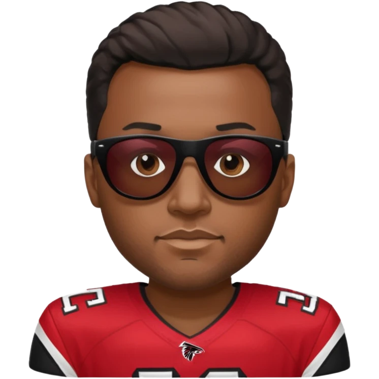 Black man with black sunglasses and in Atlanta falcons jersey emoji