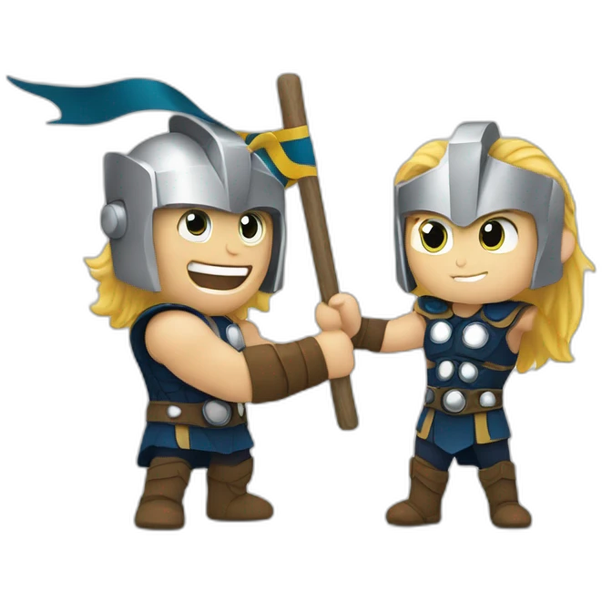 Thor handing over a checkende flag emoji