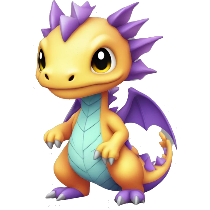 Kawaii Edgy Bright Dragon Pokémon Fakemon full body emoji