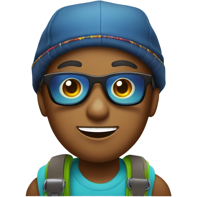 happy boy in stylish accessories emoji