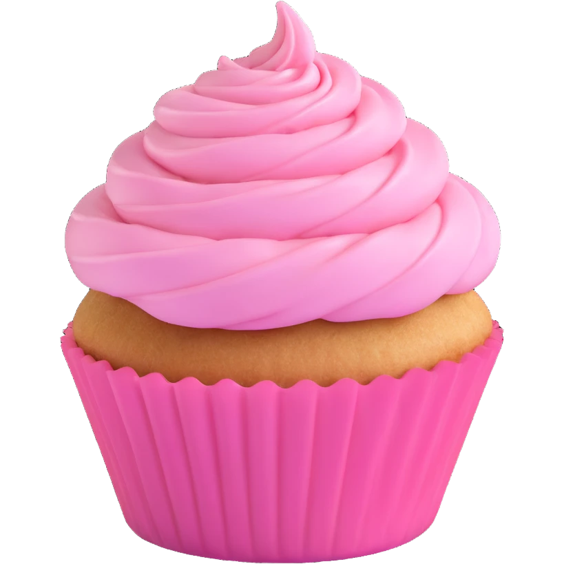 A cupcake with pink icing emoji