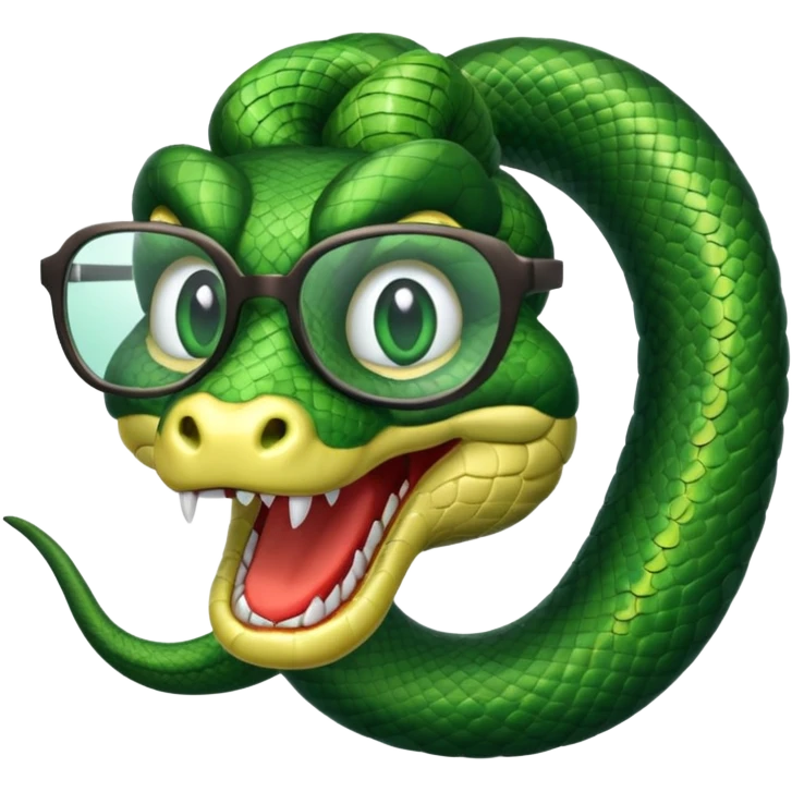 Snake wearing nerdy glasses with buck tooth emoji